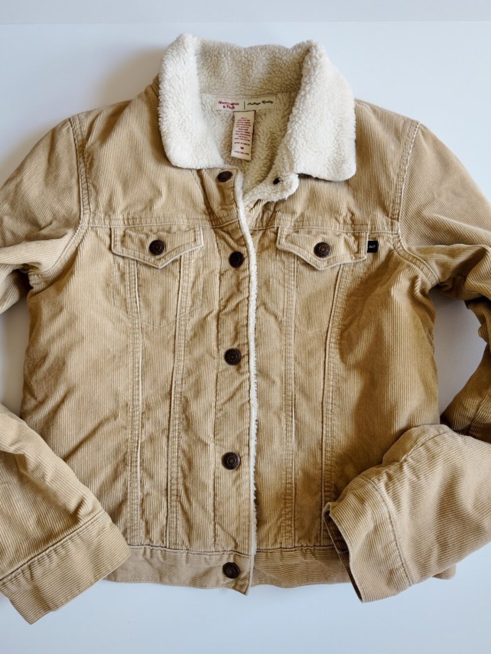 Vintage Abercrombie & Fitch Sherpa Lined Corduroy Jacket - Tan Camel Size M